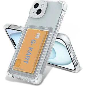 Apple iPhone 13 Kılıf Airbag Tasarımlı Şeffaf Kartlıklı Zore G-Kart Kapak-Renksiz