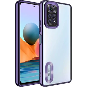 Xiaomi Redmi Note 11 Global Kılıf Kamera Korumalı Logo Gösteren Zore Omega Kapak-Derin Mor