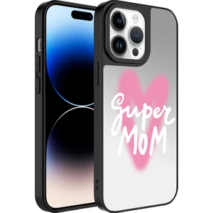 Apple iPhone 14 Pro Kılıf Aynalı Desenli Kamera Korumalı Parlak Zore Mirror Kapak-Süper Anne