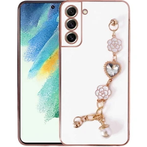 Galaxy S21 Fe Kılıf El Tutamaçlı Kamera Korumalı Zore Taka Silikon Kapak-Beyaz