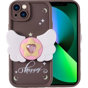 Apple iPhone 13 Kılıf Kamera Korumalı Figür Tasarımlı Zore Kapya Kapak-Koyu Kahve