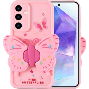 Galaxy A35 Kılıf Kamera Korumalı Figür Tasarımlı Zore Kapya Kapak-Pembe Açık