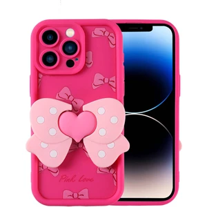 Apple iPhone 14 Pro Kılıf Kamera Korumalı Figür Tasarımlı Zore Kapya Kapak-Pembe Koyu