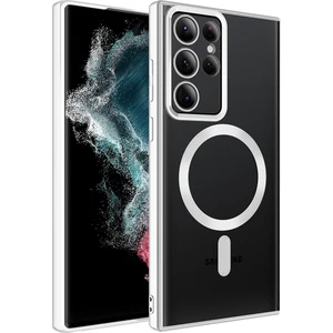 Galaxy S22 Ultra Kılıf Magsafe Wireless Şarj Özellikli Zore Setro Silikon-Gümüş