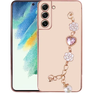 Galaxy S21 Fe Kılıf El Tutamaçlı Kamera Korumalı Zore Taka Silikon Kapak-Pembe