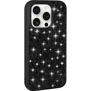 Apple iPhone 15 Pro Max Kılıf Parlak Taşlı Tasarım Zore Pırlanta Kapak-Siyah