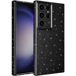 Galaxy S24 Ultra Kılıf Kamera Korumalı Simli Lüks Zore Koton Kapak-Siyah