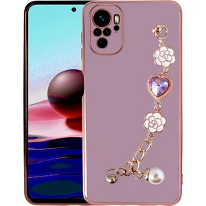 Xiaomi Redmi Note 10S Kılıf El Tutamaçlı Kamera Korumalı Zore Taka Silikon Kapak-Mor