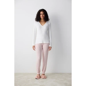 Dream Soft Gül Kurusu Pembe Pantolon Pijama Takımı