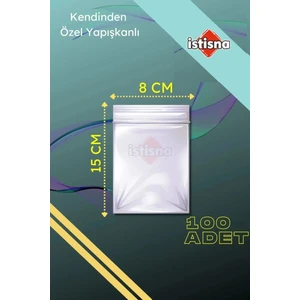 Kendinden Yapışkanlı Açılıp Kapanabilir Şeffaf Plastik Poşet Torba 100 Adet 8 x 15 cm