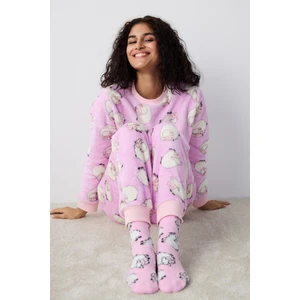 Cute Sheeps Lila Pantolon Pijama Takımı