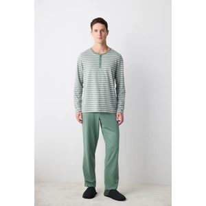Green Stripe Yeşil Pantolon Pijama Takımı