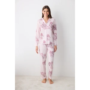 Naya Pembe Gömlek Pantolon Pijama Takımı