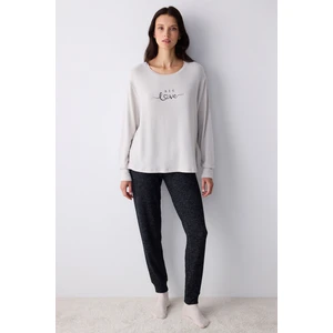 Love Çok Renkli Pantolon Pijama Takımı