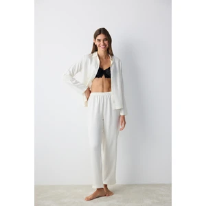 Carrie Ekru Gömlek Pantolon Pijama Takımı