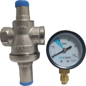 1/2" DN15 Rekorsuz Su Basınç Düşürücü (Manometreli) - Pressure Reducing Valves (With Manometer)