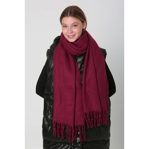 REMSA Püsküllü Buklet Atkı Şal 40X210 cm 1257 Bordo