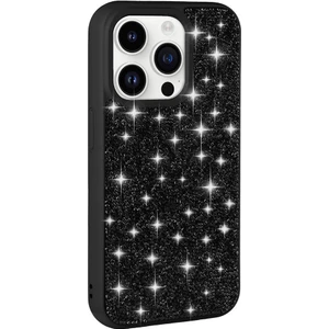 Apple iPhone 14 Pro Max Kılıf Parlak Taşlı Tasarım Zore Pırlanta Kapak-Siyah