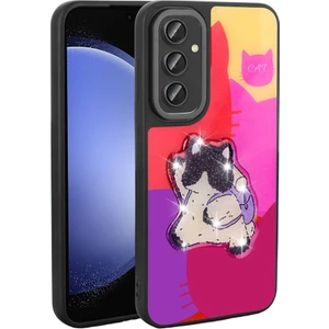 Galaxy A35 Kılıf Parlayan Kabartmalı Ikonik Figürlü Zore Amas Silikon Kapak-Mor