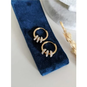 Su Perisi Takı Bijuteri Çelik Gold Zirkon Taşlı Halka Küpe