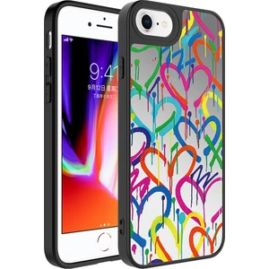 Apple iPhone 8 Plus Kılıf Aynalı Desenli Kamera Korumalı Parlak Zore Mirror Kapak-Kalp