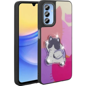 Galaxy A25 Kılıf Parlayan Kabartmalı Ikonik Figürlü Zore Amas Silikon Kapak-Mor