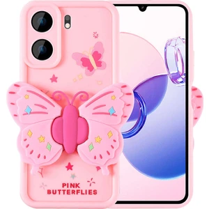 Xiaomi Poco C65 Kılıf Kamera Korumalı Figür Tasarımlı Zore Kapya Kapak-Pembe Açık