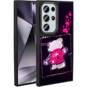 Galaxy S24 Ultra Kılıf Parlayan Kabartmalı Ikonik Figürlü Zore Amas Silikon Kapak-Siyah