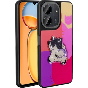 Xiaomi Redmi 13C Kılıf Parlayan Kabartmalı Ikonik Figürlü Zore Amas Silikon Kapak-Mor