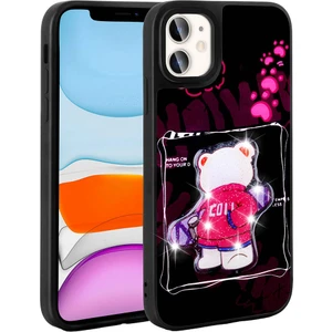 Apple iPhone 11 Kılıf Parlayan Kabartmalı Ikonik Figürlü Zore Amas Silikon Kapak-Siyah