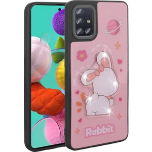 Galaxy A51 Kılıf Parlayan Kabartmalı Ikonik Figürlü Zore Amas Silikon Kapak-Pembe