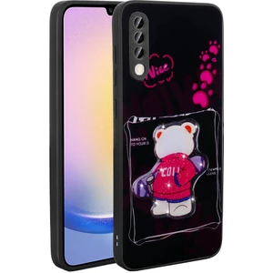 Galaxy A70 Kılıf Parlayan Kabartmalı Ikonik Figürlü Zore Amas Silikon Kapak-Siyah