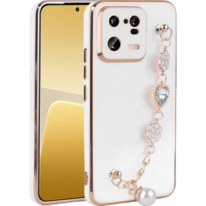 Xiaomi Mi 13 Pro Kılıf El Tutamaçlı Kamera Korumalı Zore Taka Silikon Kapak-Beyaz