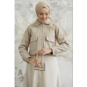 Kısa Cepli Kaşe Mont