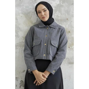 Kısa Cepli Kaşe Mont