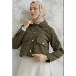 Kısa Cepli Kaşe Mont