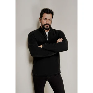 Altınyıldız Classics Erkek Siyah Anti-pilling Tüylenme Yapmayan Standart Fit Dik Yaka Soğuk Geçirmez Polar Sweatshirt