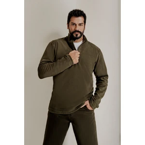 Altınyıldız Classics Erkek Haki Anti-pilling Tüylenme Yapmayan Standart Fit Dik Yaka Soğuk Geçirmez Polar Sweatshirt