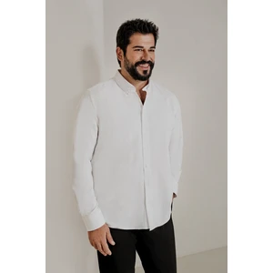 Altınyıldız Classics Erkek Beyaz Düğmeli Yaka Kolay Ütülenebilir Pamuklu Slim Fit Dar Kesim Oxford Gömlek