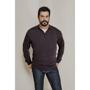 ALTINYILDIZ CLASSICS Erkek Antrasit-melanj Tüylenme Yapmayan Anti Pilling Kumaş Standart Fit Polo Yaka Triko Kazak