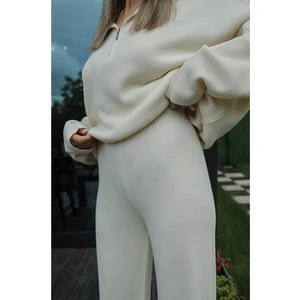 Mrs. Poleen Kadın Oversize Triko Alt-Üst Takım Günlük Kullanım İçin Desensiz