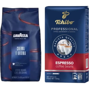Profesional Espresso Çekirdek Kahve 1kg+Lavazza Crema E Aroma Çekirdek Kahve 1 kg