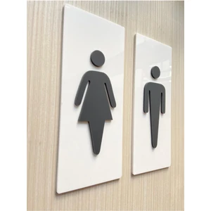 Kabartmalı Kadın ve Erkek Ikonlu Wc Tabelası  19 x 8 cm