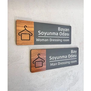 Ceviz Serisi Soyunma Odası 2'li Set Kapı Isimliği