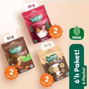 Humm Organic Organik Vegan Tatlı Kurabiye Atıştırmalık Paketi - 6 Adet (3 Çeşit)