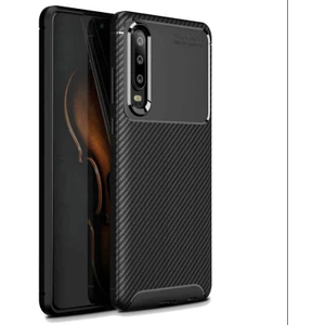 Huawei P30 Kılıf Negro Karbon Desen Silikon + Ekran Koruyucu