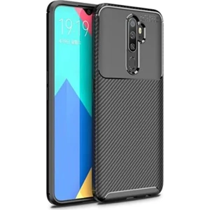 Oppo A5 2020 Kılıf Negro Karbon Desen Silikon + Ekran Koruyucu
