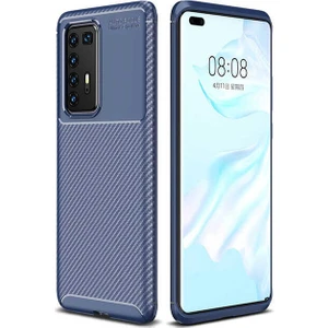 Huawei P40 Pro Kılıf Negro Karbon Desen Silikon + Ekran Koruyucu