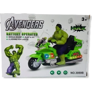 Pilli Işıklı Sesli Motorlu Yeşil Dev Hulk - Motorcu Hulk Karakteri