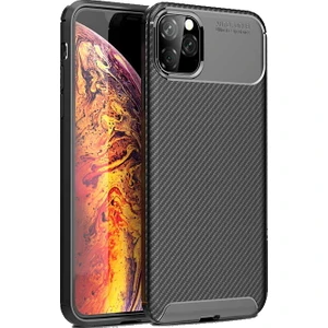iPhone 11 Pro Max Kılıf Negro Karbon Desen Silikon + Ekran Koruyucu